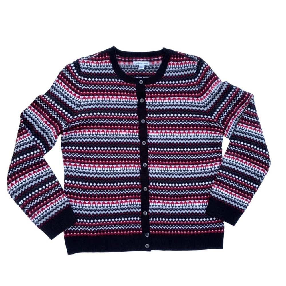 Croft & Barrow Women’s Preppy Striped Button Down Cardigan Sweater Size SP